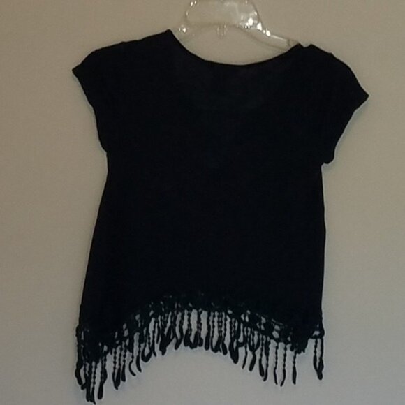 Rue 21 Crop Top Shirt Tassel Dark Teal Cap Sleeves Junior's WOMEN'S EXTRA SMALL - Picture 9 of 12